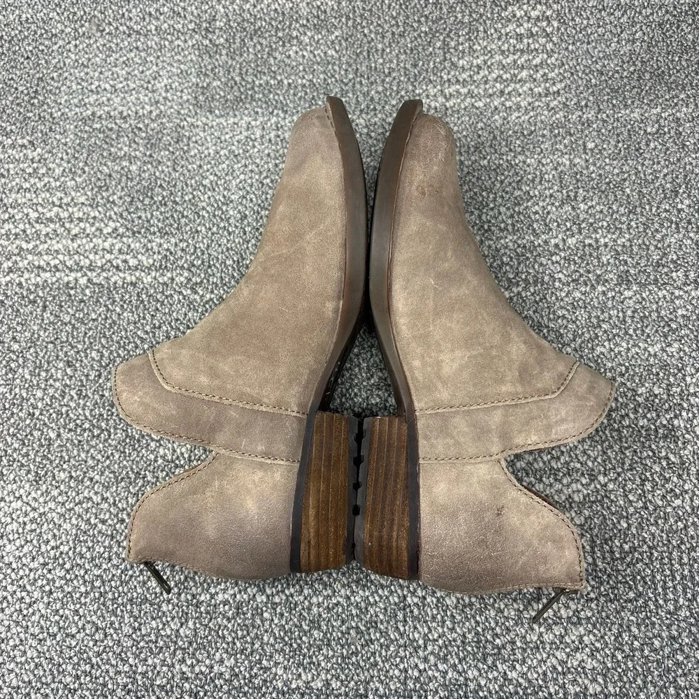 Born Kerri Ankle Booties Taupe Distressed Leather Back Zip Womens 7 F33617